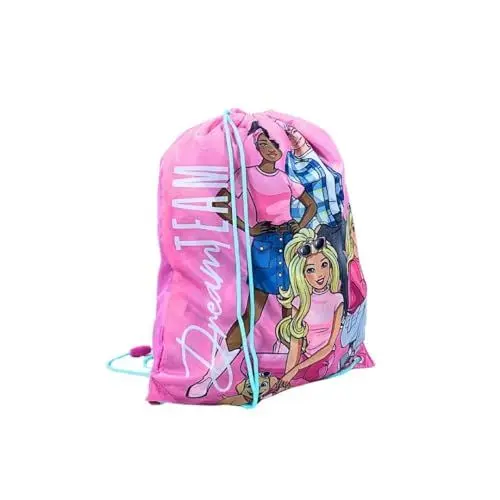 Produktbild: mybagstory - Pooltasche für Mädchen Barbie – Rosa – Kinder – Schule – Kindergarten – Größe 42 cm – verstellbare Träger – Schnur – Geschenkidee – Sporttasche