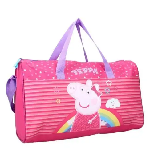 Produktbild: mybagstory Sporttasche – Peppa Pig – Kinder – Schule – Kindergarten – Tasche für Mädchen – Größe 40 cm – verstellbarer Riemen, Schwarz