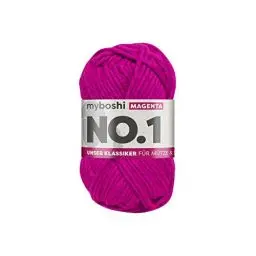 Produktbild: myboshi No.1 Wolle zum Häkeln und Stricken, Schnellstrickgarn, langlebige Mützenwolle, Strickwolle, Häkelwolle, mulesing-frei, 50g, Ll 55m Rosa (Magenta) 1 Knäuel
