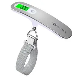 Produktbild: MYCARBON Digitale Kofferwaage Gepäckwaage Analog für Reisekoffer Küche Angeln 50KG / 110 lb Hängewaage Digitalwaage Fischwaage (Silber3)