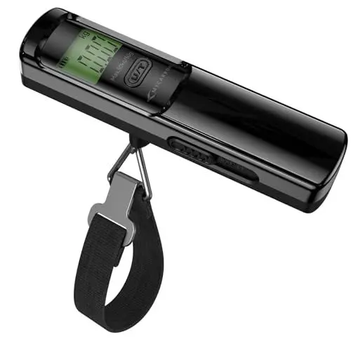 Produktbild: MYCARBON Kofferwaage ohne Batterie 50KG/110lb Digitale Kofferwaage mit LCD-Anzeige Gepäckwaage Tragbare Für Reisen Leben und Angeln Schwarz