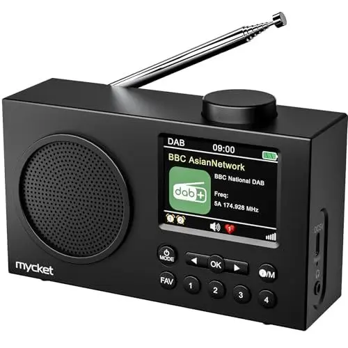 Produktbild: Mycket Tragbares DAB/DAB+ Radio, UKW Digital Radio mit 2025 Neuesten Signalempfängertechnologie, FM Wiederaufladbar Radio mit Bluetooth 5.0, Dual Wecker, 40 Voreingestellte, 2,4 