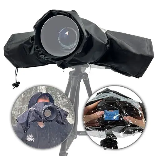 Produktbild: MyGadget Kamera Regenschutz - (mit transparenten Sichtfenster) - für Objektive bis 18 cm ⌀ - Cover für Spiegelreflexkamera wie Nikon I Canon I Sony