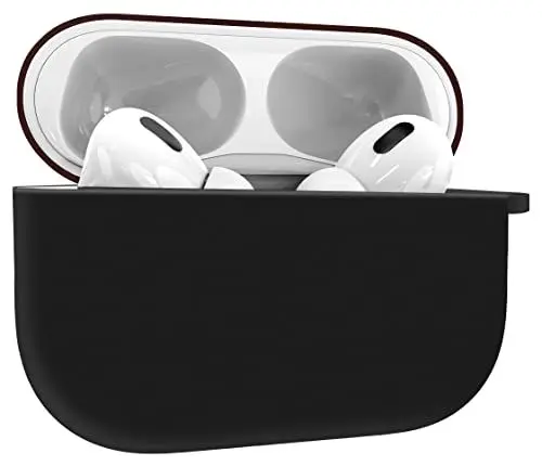 Produktbild: MyGadget Silikon Schutzhülle kompatibel mit Apple AirPods Pro - Hülle Qi kompatibel - Etui Soft Silikonhülle Case Tasche - Schwarz