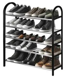 Produktbild: My-goodbuy24 Schuhregal mit 5 Ebenen, Schuhregal aus Metall & Kunststoff für 20 Paar Schuhe, für Wohnzimmer, Eingang, Flur und Garderobe, 77 x 20 x 49,5 cm Schuhständer schwarz Chrom