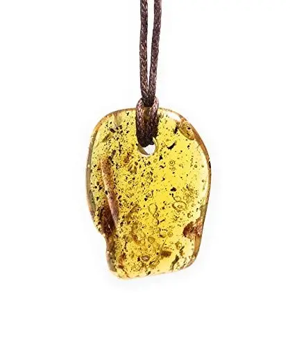Produktbild: Bernstein Anhänger Natur ca. 3cm mit Bohrung und Halsband ca. 40cm