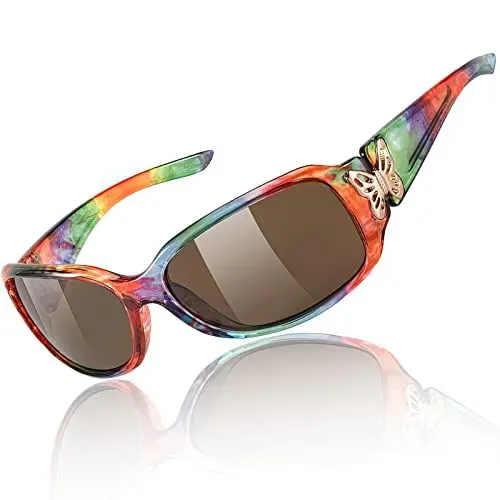 Produktbild: Myiaur Polarisierte Sonnenbrille Damen modischem Trendy Style - Wrap Around Design und goldene Schmetterlingsscharniere für UV400 Schutz