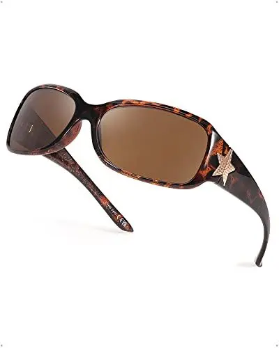 Produktbild: Myiaur Sonnenbrillen Damen Wrap-Around polarisierte Sonnenbrillen stilvolle UV400-Schutz Star Shades fürs Fahren Trendiges Modeaccessoire