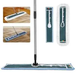Produktbild: Myiosus Wischmopp, Groß Bodenwischer mit 2 Wischpads, 105cm Breit Flachmopp, Mop mit Edelstahlgriff, 360° Drehgelenk, Flachmopp, Wischer Boden für Hartholz, Laminat, Marble, Tile