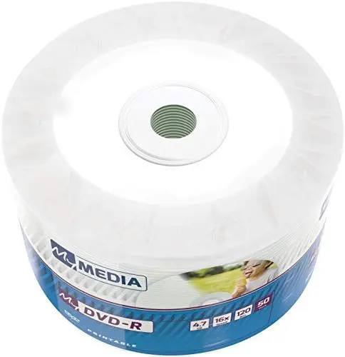 Produktbild: MyMedia DVD‑R 16x 4.7GB, 50er Pack Spindel, DVD Rohlinge bedruckbar, 16-fache Brenngeschwindigkeit & Lange Lebensdauer, DVD-R Printable, DVD Leer, Leere DVD, Rohlinge DVD