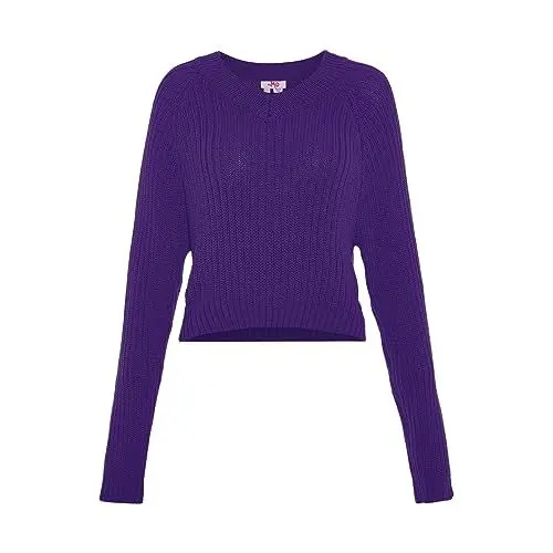 Produktbild: myMo Damen Pullover aus Rippstrick mit V-Ausschnitt Polyester LILA Größe M/L