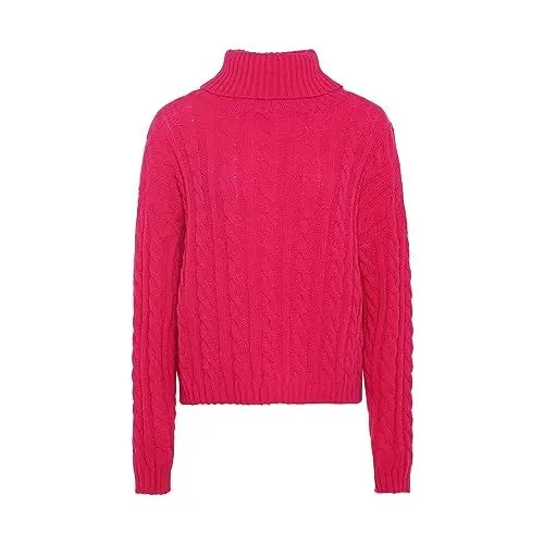 Produktbild: myMo Women's Damen Strukturierter Strickpullover mit Rollkragen Acryl PINK Größe XL/XXL Pullover Sweater