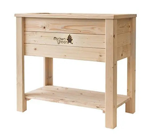 Produktbild: myowngreen Hochbeet aus Fichtenholz naturbelassen und montiert - Kräuterhochbeet - Gemüsehochbeet - Blumenhochbeet - für Terrasse, Balkon, Gewächshaus für schonende Gartenarbeit