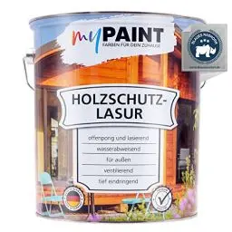 Produktbild: MyPaint Holzschutzlasur Außen 5 Liter – Farblos - Wetterfeste Holz Lasur für außen. Mit UV-Schutz. Ideal für Gartenmöbel & Zäune