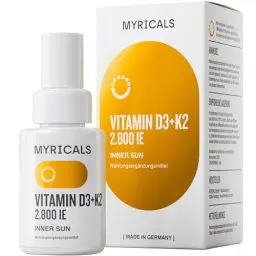 Produktbild: MYRICALS VITAMIN D3 + K2 Premium Spray Liquid, reicht für 7 Monate, hochdosiert mit höchster Bioverfügbarkeit, patentierte Technologie, Made in Germany & vegan, entdecke jetzt unseren D3K2 Komplex