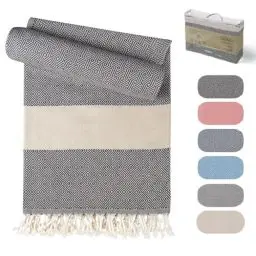 Produktbild: MyStilo® Strandtuch Saunahandtuch XXL - Dickes, Weiches Badetuch 100x200cm, Schnelltrocknend - Premium Hamamtuch, Handtuch für Männer, Frauen, Yoga und Fitness mit Diamantmuster (schwarz)