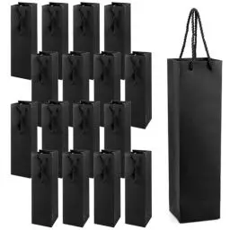 Produktbild: MytaYt 16 Stück Schwarz Flaschentüten Premium Flaschen Geschenktüten für Wein Kraft-Wein-Geschenktüte mit Griff für Champagner, Weihnachten, Geburtstag, Hochzeit Party