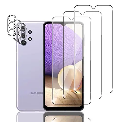 Produktbild: Mzhki (3+3 Stück Schutzfolie für Samsung Galaxy A32 5G, 3 Stück Panzerfolie mit 3 Stück Kameraschutz, 9H-Härte, Anti-Kratzer, Ultra-klar Panzer Schutz Glas für Samsung Galaxy A32 5G