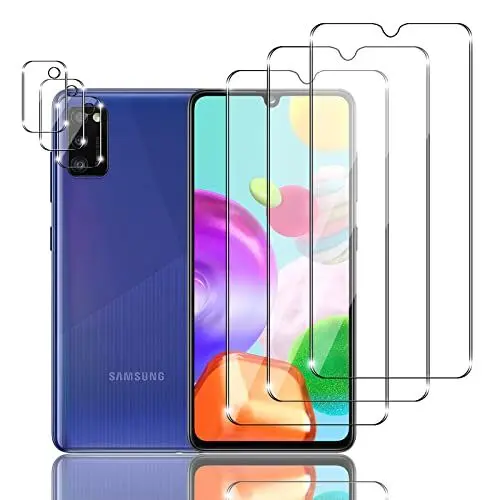 Produktbild: Mzhki 3+3 Stück Schutzfolie für Samsung Galaxy A41, 3 Stück Panzerfolie mit 3 Stück Kameraschutz, 9H-Härte, Anti-Kratzer, Ultra-klar Panzer Schutz Glas für Samsung Galaxy A41