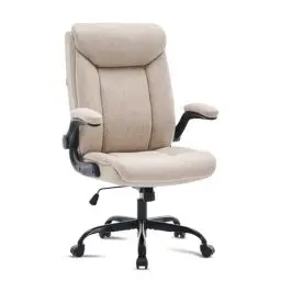 Produktbild: MZLEE Ergonomischer Bürostuhl Computerstuhl Schreibtischstuhl Drehbarer Arbeitsstuhl mit hochklappbarer Armlehne, höhenverstellbar, Bequem für Büro Heim Gaming (Beige Stoff)