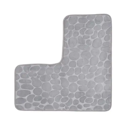 Produktbild: MZSKLW Badematte L-förmige Eckbadezimmermatte, Kopfsteinpflaster, rutschfeste Toilettenmatte, maschinenwaschbar, weich und saugfähig, Bodenmatte, Bade-/Eck-/Duschmatte Badezimmerteppich(Grey)