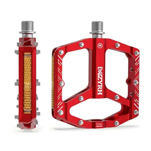 Produktbild: MZYRH Mountainbike-Pedale, MTB-Pedale mit Reflektoren, 3 abgedichtete Lager, rutschfeste CNC-Aluminium-Fahrrad-Plattformen, 9/16 Zoll-Pedale für Rennrad, MTB