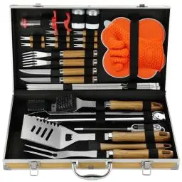 Produktbild: N NOBLE FAMILY 30PCS Hochwertiges Edelstahl Grill Zubehör Set - Professionelle Langlebige Grillset im Koffer - Verschiedene und Komplette Grill Sets - Grillzubehör für Männer Frauen Geschenk
