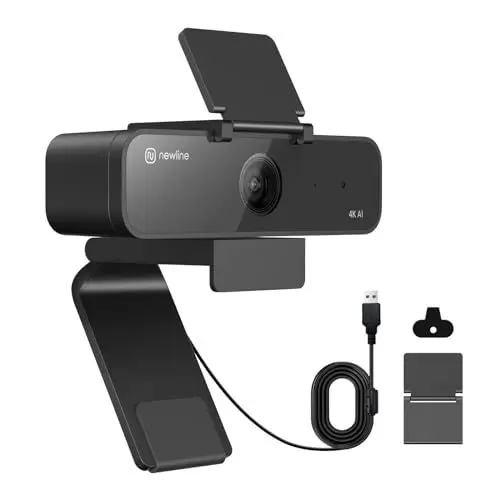 Produktbild: N newline 4k Webcam PC mit Mikrofon mit Rauschunterdrückung, 3 AI Modi und 2 Gestensteuerung, Weitwinkel, USB 4k Kamera für PC Mac Laptop Videokonferenzen, Live-Streaming