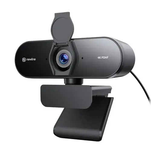 Produktbild: N newline 4k Webcam mit 2 Mikros, 12 Megapixel, Sofortiger Dual PDAF/CDAF-Autofokus, 1080p@60FPS, Klar Stereo-Sound, Automatische Lichtkorrektur, USB PC Kamera für Windows MacOS Streaming