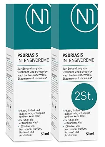 Produktbild: N1 Psoriasis Intensivcreme 100ml - Ekzem & Neurodermitis Creme - beruhigt, pflegt, lindert und glättet rote, schuppige, entzündete & trockene Haut