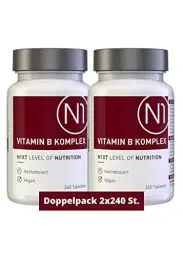 Produktbild: N1 Vitamin B Komplex hochdosiert - 480 vegane Tabletten - nur 1x tgl. - 8 Monats-Vorrat - alle 8 B Vitamine in einer Tablette - beste Bioverfügbarkeit