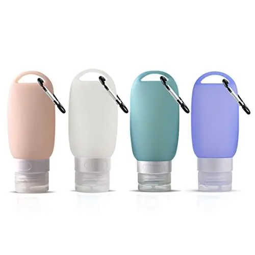 Produktbild: NA 4 Stück 60ml Silikon Reiseflaschen Set, Nachfüllbare Reisebehälter Auslaufsicher Portable Travel Zubehör für Shampoo, Toilettenartikel, Lotion, Conditioner