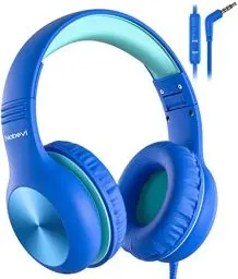 Produktbild: Nabevi Kinder Kopfhörer, Kopfhörer Kinder mit Kabel, 85/94dB Lautstärkegrenze, HD-Ton, Sharing-Funktion, Over-Ear Verstellbare Faltbare Kinderkopfhörer mit Mikrofon für Schule/Reise/PC/iPad, Blau