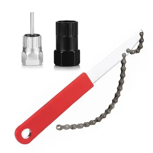 Produktbild: NACAIKJ 3pcs Fahrrad Kettenpeitsche mit Zahnkranzabzieher Kassettenabzieher Fahrrad Schraubkranz Werkzeug Ritzelabzieher Fahrrad Kassette Cassette Lockring Tool für 8, 9, 10 Fach Kassette