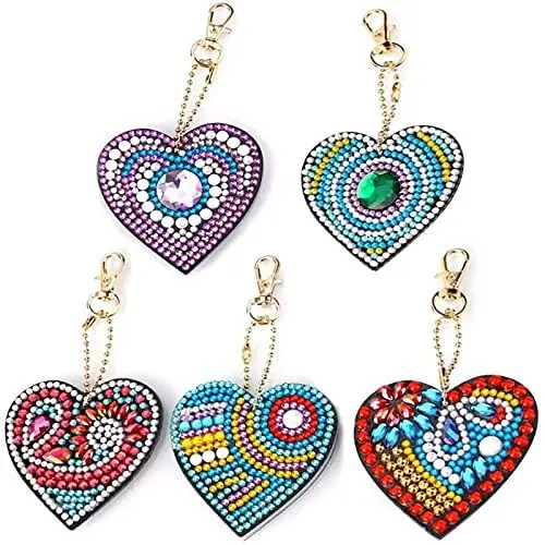 Produktbild: NACAIKJ 5pcs Diamant Schlüsselanhänger DIY Diamant Malerei DIY Liebe Herz Schlüsselbund Diamond Painting für Frauen Mädchen Geldbörse Handtasche Schlüsselanhänger