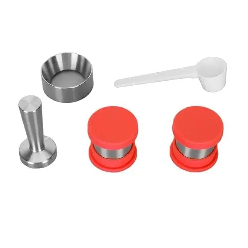 Produktbild: Wiederverwendbare Kaffeepads, Kompakte, Nachfüllbare Kaffeepads, Robuster Becherkörper aus Edelstahl für das Büro (Rot)