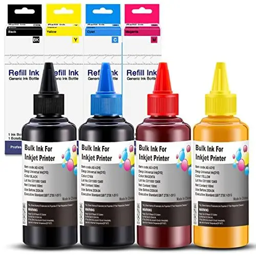 Produktbild: Nachfülltinte Druckertinte für Tintentank Drucker, Tinten Nachfüllset für Epson Ecotank Printer, Tinte Druckerfarben für HP Drucker mit Tank, Drucker Tinte Nachfüllen für Canon Brother Drucker Farbe