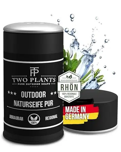 Produktbild: NACHHALTIGE OUTDOORSEIFE: 100% biologisch abbaubar, handgemacht in Deutschland | Ideal für Camping & Reisen, auch für empfindliche Haut + Haare | Praktischer Seifenstreuer von TWO PLANTS #Outdoorgold