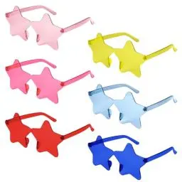 Produktbild: NACHLYNN 6 Stück Brillen Rahmenlose Pentagramm Brille 6 Farben Transparente Sternförmige Sonnenbrille Bonbonfarbene Sternförmige Randlose Brille Partygeschenke Damen Kinder Karnevalskostüme Cosplay