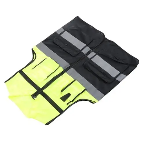 Produktbild: Gestreifte Reflektierende Weste, Verschleißfestes, Elastisches Gewebe, Warnweste für Nacht, Klasse 2, Mehrere Taschen für Radfahren, Joggen Im Freien (XXXL)
