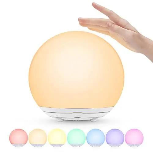 Produktbild: Nachtlicht Kinder,USB Aufladbare Stilllicht Baby mit RGB,Berühren Nachttischlampe Dimmbar Warmen Licht & 7-Farben-Licht, Touch&Switch-Steuerung, Timmer für Baby,Kinderzimmer,Camping,Geschenk