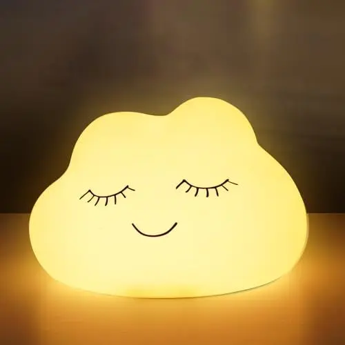 Produktbild: Nachtlicht Kinder Wolke Stilllicht Baby Nachtlampe Dimmbar mit 7-Farben-Licht,Touch&Switch-Steuerung, Nachtlicht Lampe Kindernachtlicht USB Aufladbare, Anti-Glare LED Wolkenlampe für Kinderzimmer