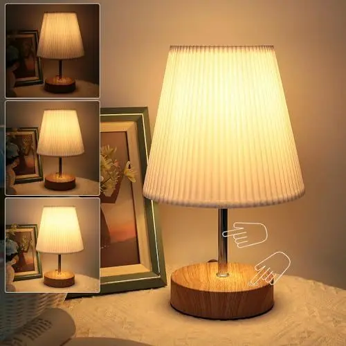 Produktbild: Nachttischlampe Touch Dimmbar, HSLighting Tischlampe Touch Dimmbare Glühbirne 3 Helligkeitsstufen Einstellbar Schreibtischlampe Minimalistische Tischleuchte für Nachttisch Schlafzimmer Lesen Wohnzimme