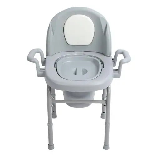 Produktbild: Nachttisch-Toilettenstuhl,Tragbare Toilette mit Gepolsterter Rückenlehne, Solidem Eimer und Deckel, 3-Fach Verstellbarer Mobiler Toilettenstuhl für Schwangere Senioren,Rutschfestes