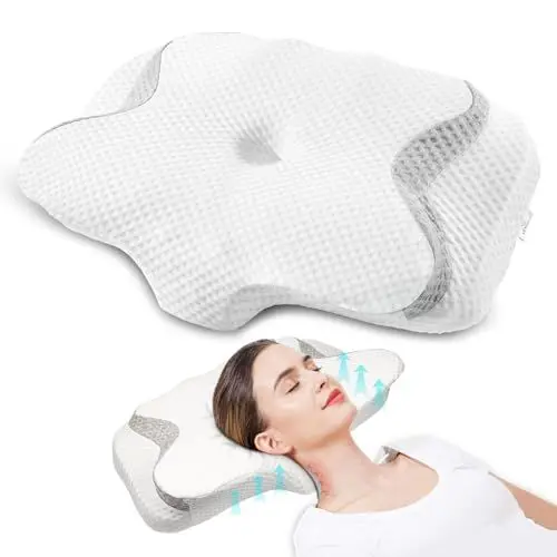 Produktbild: Nackenkissen Ergonomisches Kopfkissen Nackenschmerzen aus Memory Foam Nackenstützkissen für Besserung von Nacken und Schulterschmerzen Orthopädisches Kissen für Bauch Rücken Seitenschläferkissen