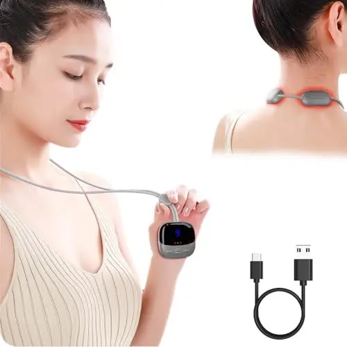 Produktbild: Nackenmassagegerät mit Wärme, EMS Trainingsgerät Elektrostimulatoren Mini Zervixmassage Massage Tragbar Schulter Massagegerät Schmerzlinderung Körpermuskulatur tiefem Gewebe für Rücken Männer Frauen