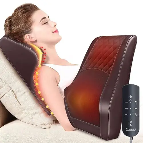Produktbild: Nackenmassagegerät mit Wärme, Shiatsu Massagegerät 3D Knet Rückenmassagegerät, Massagekissen für Nacken, Schulter, Rückenschmerzen, Geschenke für Frauen Männer Mama Papa