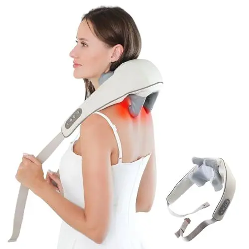 Produktbild: Nackenmassagegerätr，Shiatsu Nackenmassagegerät mit Wärme, mit 5D-Massage von tiefem Gewebe,Muskelschmerzlinderung für Nacken,Rücken Schulter（beige）