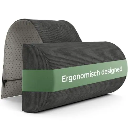 Produktbild: Nackenrolle für Sessel mit Gegengewicht (100% Memory Schaum), Nackenkissen Sofa Couch hängend, Nackenstütze für Kopfteil Bett, Kopfkissen für Liegestuhl, ergonomisches nackenkissen, nackenrolle