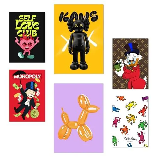 Produktbild: Nacnic 6er-Set Der Humor ikonischer Charaktere zieht an Poster mit Designillustrationen zur Dekoration der Wände Ihres Zuhauses. Räume, Büro, Laden und Geschäft A3 und A4 Rahmenlos